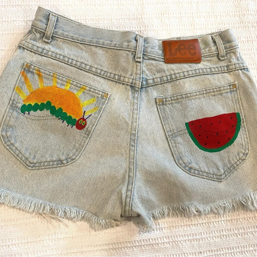 Lee Women's Light Blue Denim Shorts with The Very Hungry Caterpillar - Picture 1 of 5